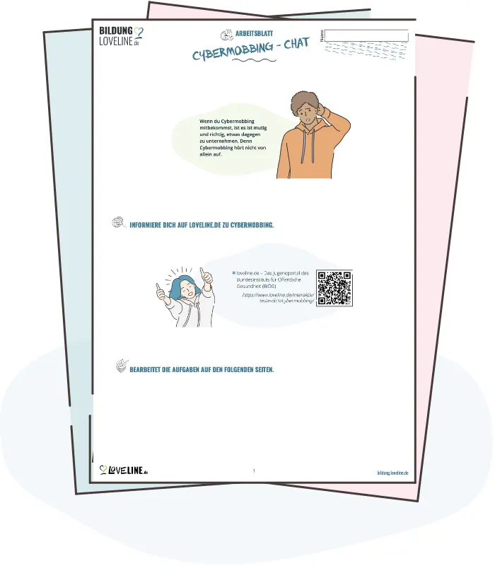 Illustration: Cybermobbing – Chat – Arbeitsblatt