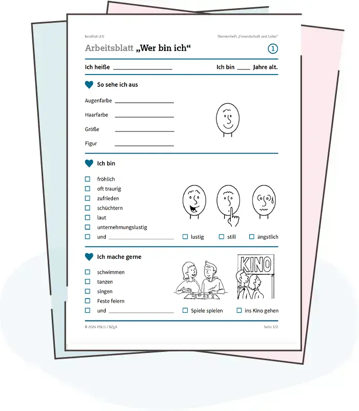 Illustration: Ansicht Arbeitsblatt "Wer bin ich"