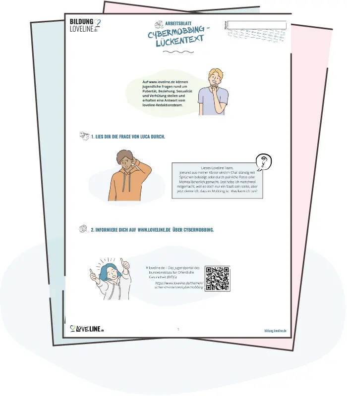 Illustration: Cybermobbing – Lückentext – Arbeitsblatt