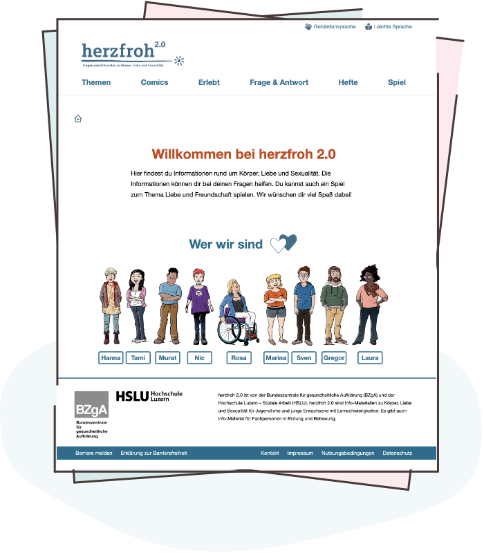 Illustration: Titelbild Material herzfroh 2.0 – Website