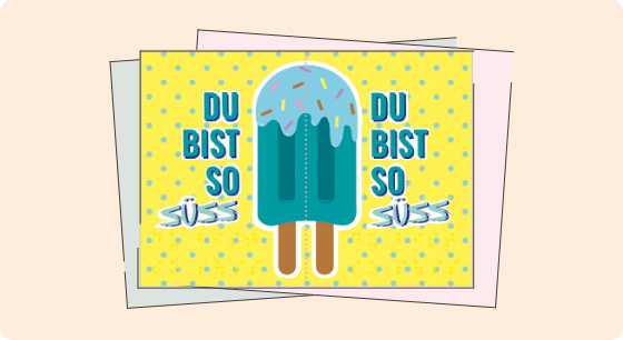 Illustration: Titelbild Material Postkarte Eis