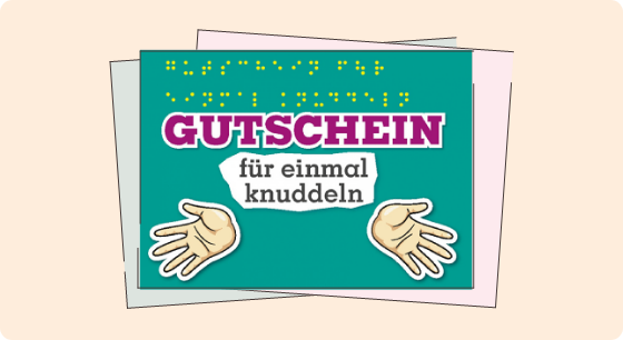 Illustration: Titelbild Material Postkarte Gutschein – Knuddeln