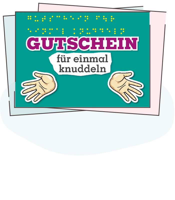 Illustration: Titelbild Material Postkarte Gutschein – Knuddeln