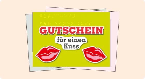 Illustration: Titelbild Material Postkarte Gutschein – Kuss