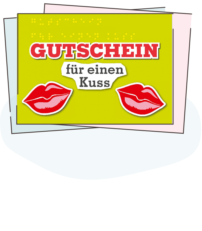 Illustration: Titelbild Material Postkarte Gutschein – Kuss