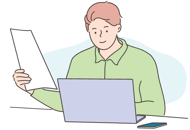Illustration: Mann mit Notebook
