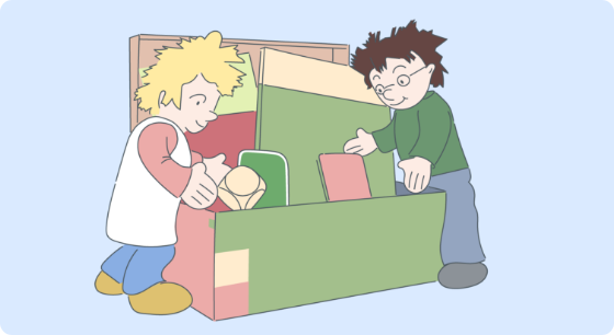 Illustration: Die Kindergartenbox mit Puppen